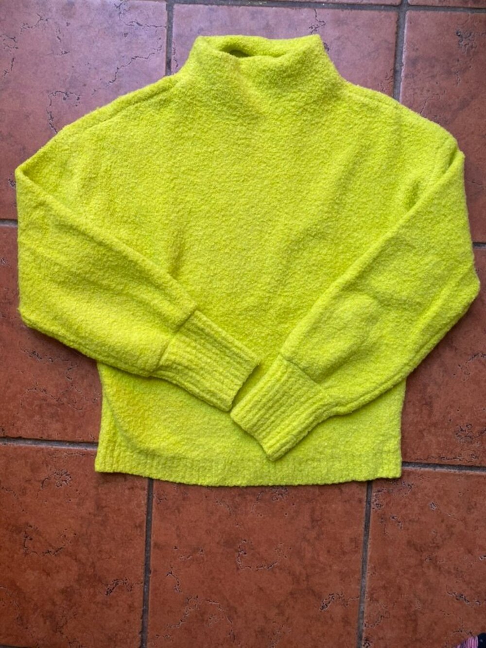 Grinchy Green Cozy Womens Mock Turtleneck Plush Sweater Size Small